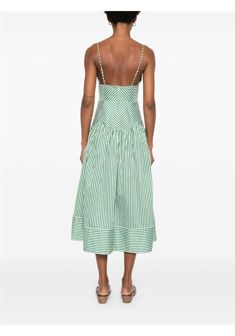 Green striped cotton midi dress Farm rio - women FARM RIO | 33582425012